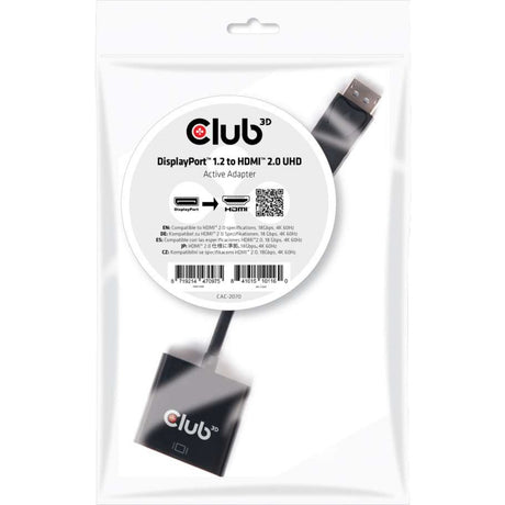 Adaptateur actif Club 3D DisplayPort 1.2 > HDMI 2.0 UHD (noir)