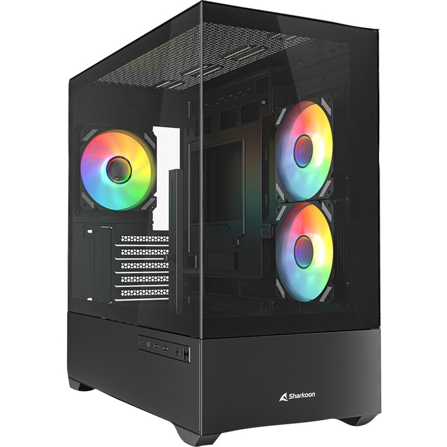 Boîtier mini tour Sharkoon mk6 rgb (noir | 2x usb-a | 1x usb-c | rgb | verre trempé)
