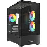 Boîtier mini tour Sharkoon mk6 rgb (noir | 2x usb-a | 1x usb-c | rgb | verre trempé)