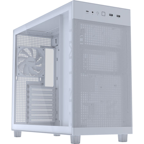 Asus Prime Ap303 - Boîtier tour midi avec panneau en verre trempé (Blanc | 2x USB-A | 1x USB-C | Verre trempé)