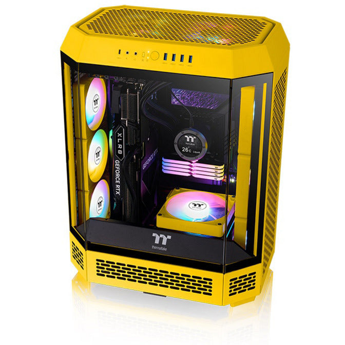 Thermaltake ct120 ex reverse argb sync pc cooling fan bumblebee (3-fan pack) case fans (geel, 3 stuks, 120 x 120 x 25 mm, pwm)