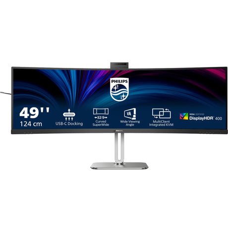 Moniteur ultra-large incurvé Philips 49b2u6900ch 48,8 (gris foncé argent, 2x HDMI, port d'affichage, 4x USB-A, 3x USB-C, RJ-45)
