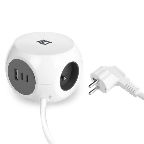 Act Connectivity Act Multiprise Cube avec 3 prises, alimentation 30 W, ports USB-C A, longueur de câble 1,5 m AC2425
