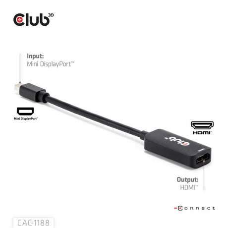 Adaptateur Club 3D Mini Displayport 1.4 vers HDMI 8K60Hz M-F (noir)