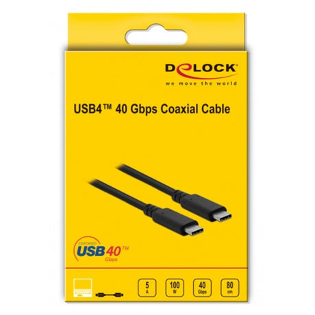 Delock Câble coaxial coaxial USB4 40 Gbit/s (noir, 0,8 mètre)