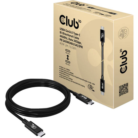 Câble bidirectionnel Club 3D USB4-C Gen2x2 (noir, 2 mètres)
