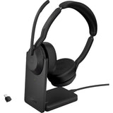 Jabra évolue2 55 - link390c ms stéréo avec support de chargement casque supra-auriculaire (noir, stéréo, microsoft teams, usb-c, link380c)