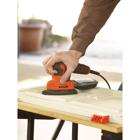 Ponceuse de détail de souris Black+decker 120 watts ponceuse delta ka2500k-qs (orange noir, accessoires et étui inclus)