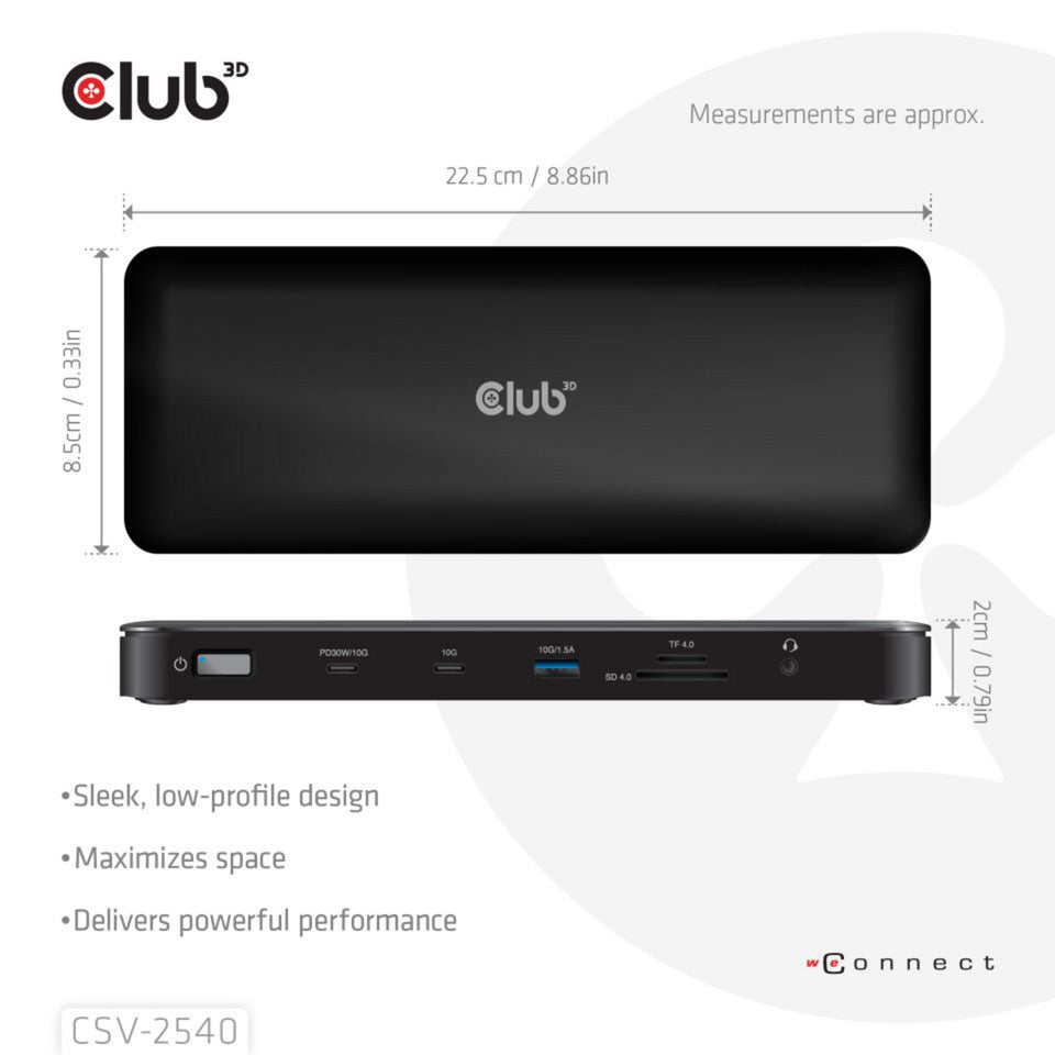 Station d'accueil à quatre écrans USB-C Club 3D 14-1 (noir)
