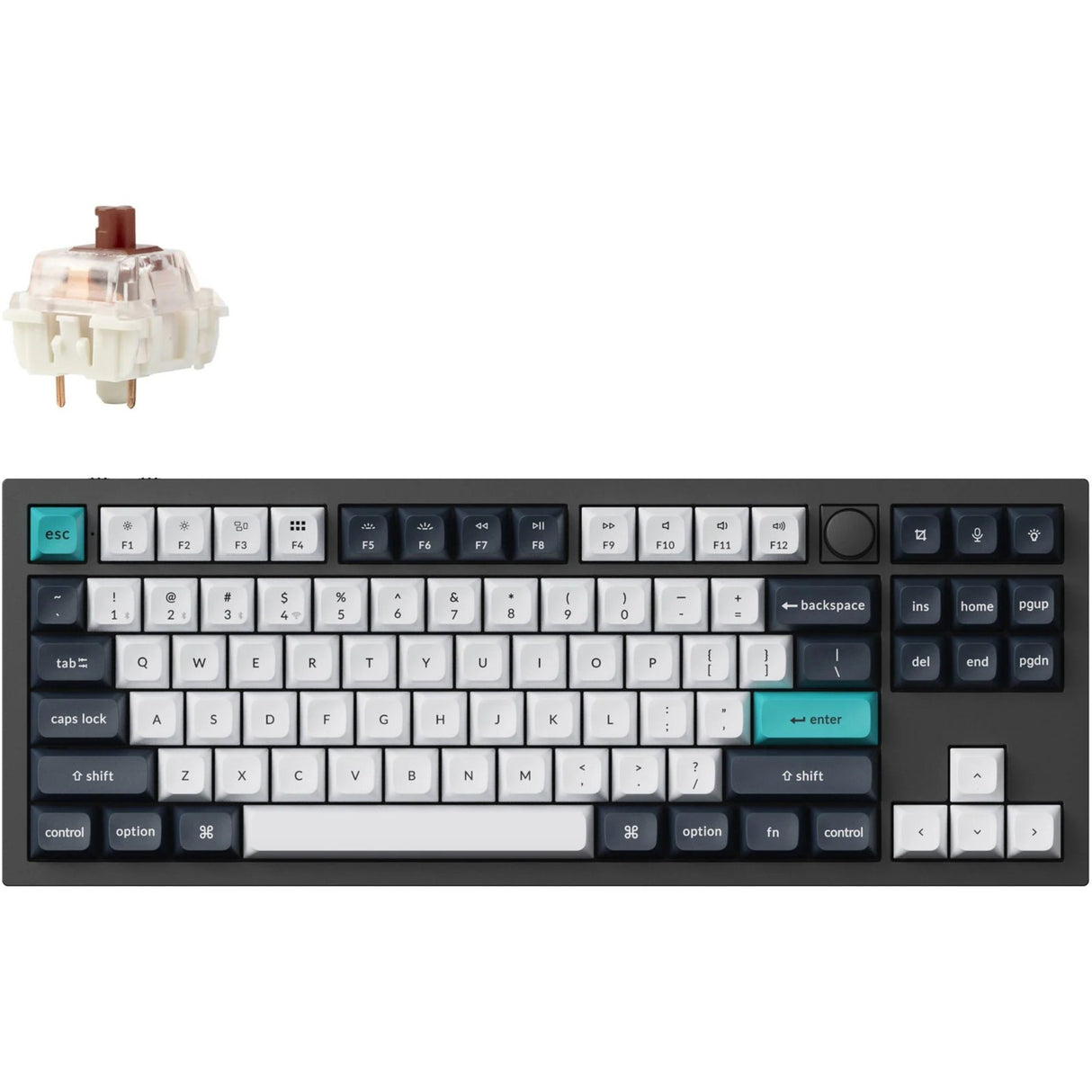 Keychron Q3 Max-M3, clavier (noir, disposition américaine, Gateron Jupiter Brown, LED RVB, 80 % TKL, PBT double injection KSA, échange à chaud, bouton, 2,4 GHz | Bluetooth 5.1 | USB-C)