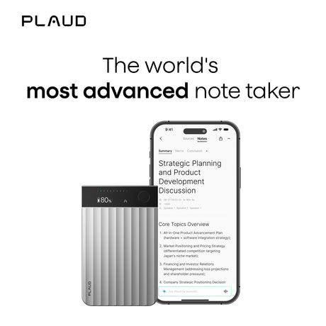 Machine à dicter Plaud note pro (argent, 64 go, Bluetooth (BLE 5.4), Wi-Fi double bande (2,4 GHz 5 GHz))
