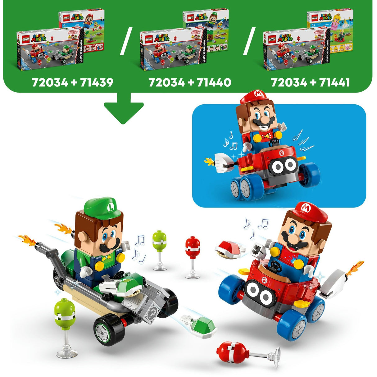 Lego super mario 72034 mario kart bébé mario contre bébé Luigi