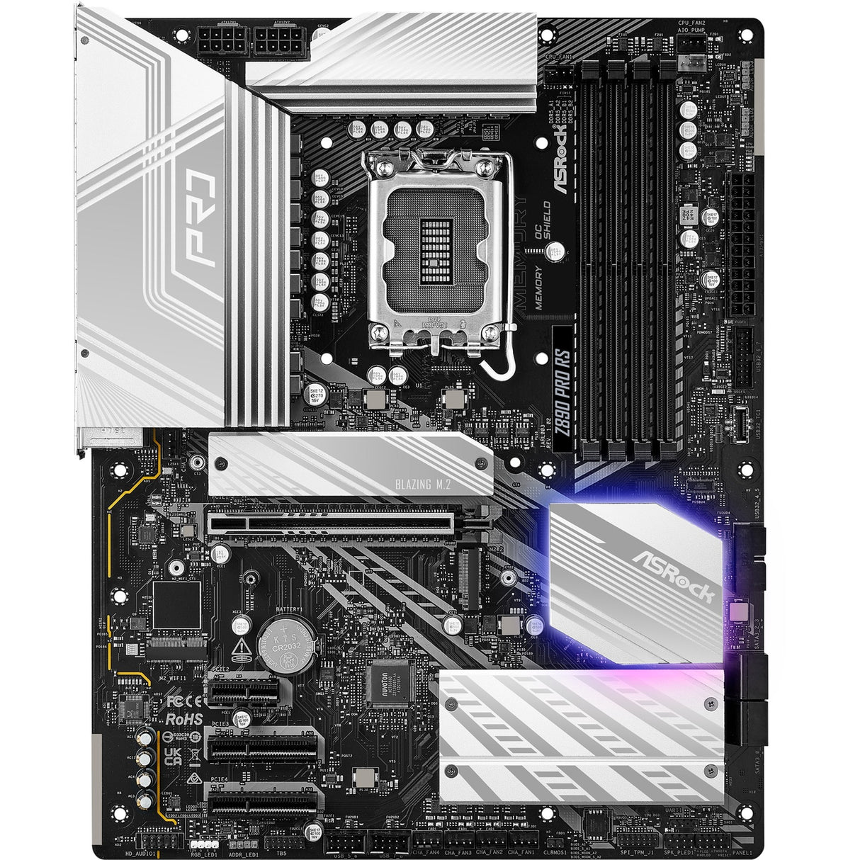 Carte mère Asrock Z890 Pro RS Socket 1851 (noir et blanc, RAID, 2,5 Go-LAN, Son, ATX)