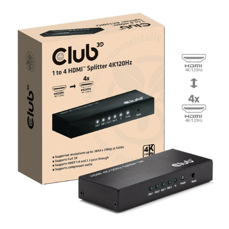 Répartiteur HDMI Club 3D 1x > 4x HDMI 4K 120Hz (noir)