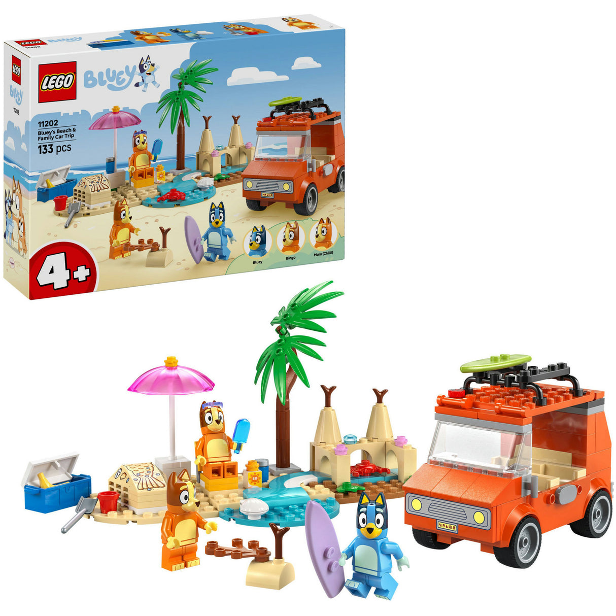 Lego bluey - Le trajet en voiture de Bluey jusqu'à la plage, jouet de construction (11202)