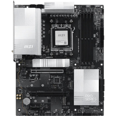 Msi pro x870e-s evo wifi socket am5 moederbord (zwart, raid, 5gb-lan, wi-fi 7, bt, sound, atx)