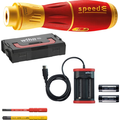 Wiha 44318 | tournevis électronique speede® ii électrique | 7 pièces | avec des morceaux minces | 2x batterie 1,6ah et chargeur USB dans l-boxx mini - 44318