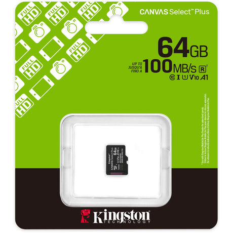 Carte mémoire MicroSDXC Kingston Canvas Select Plus 64 Go (noir, UHS-I U1, classe 10, V10)