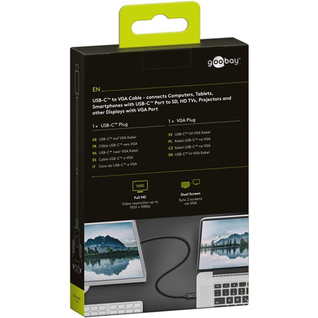 Câble adaptateur Goobay USB-C vers VGA (noir, 1,8 mètres)