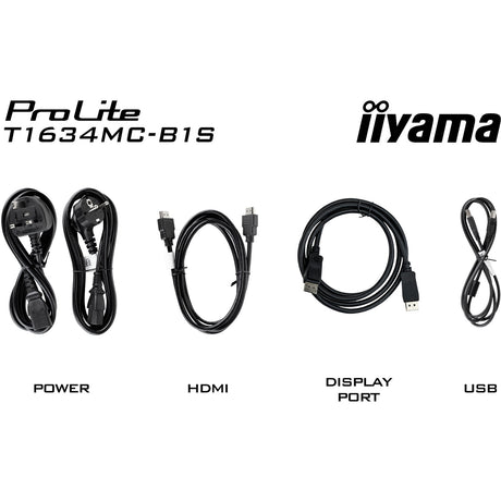 Moniteur à écran tactile Iiyama prolite t1634mc-b1s 16 (noir (mat), 1x port d'affichage, 1x hdmi, 1x vga)