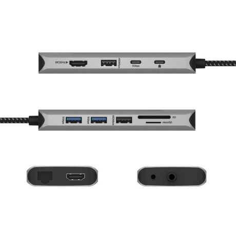 Station d'accueil Icy box ib-dk4061-cpd (anthracite, USB-A, USB-C, HDMI, lecteur de carte, Gigabit LAN)