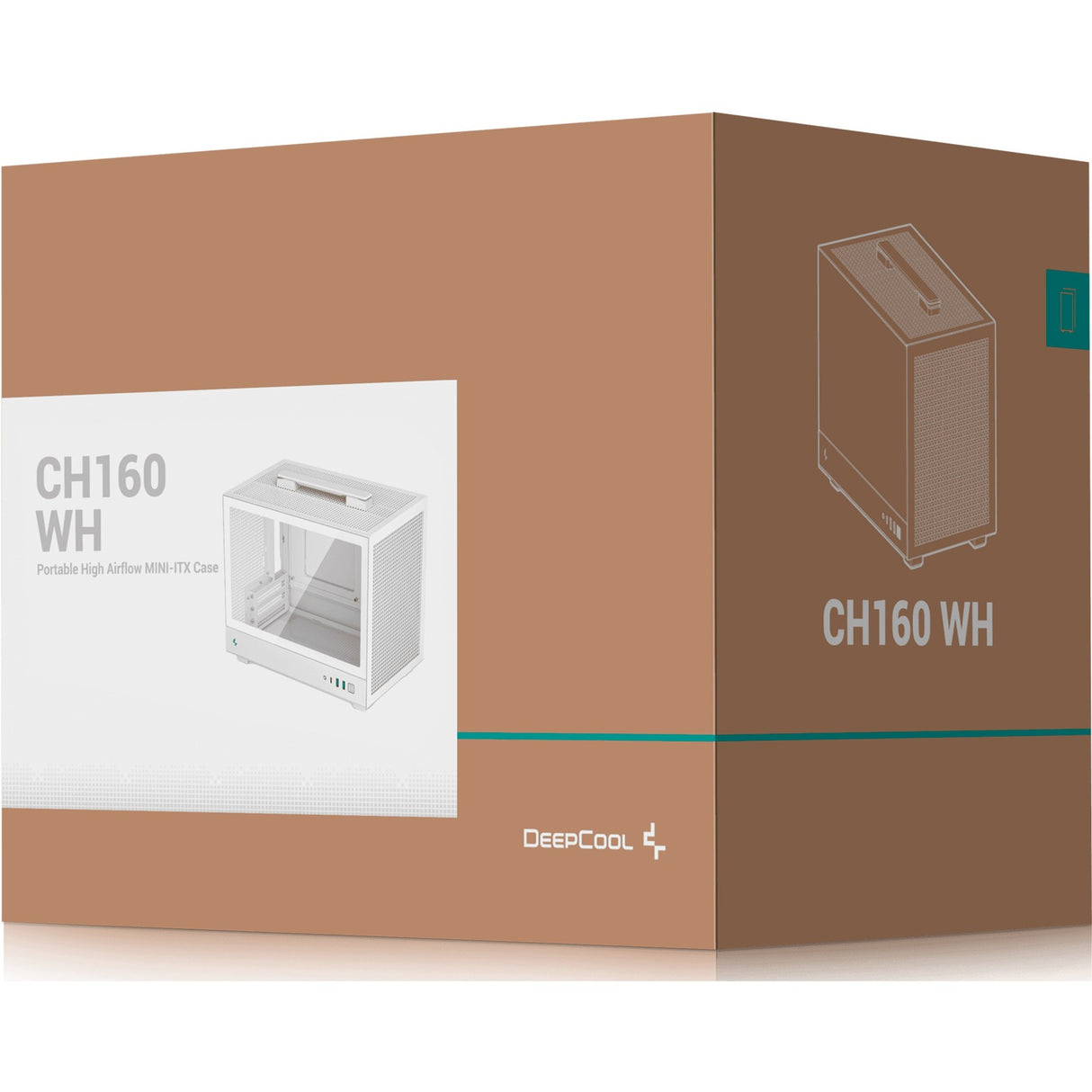 Boîtier mini tour Deepcool ch160 (blanc | 2x USB-A | 1x USB-C | verre trempé)