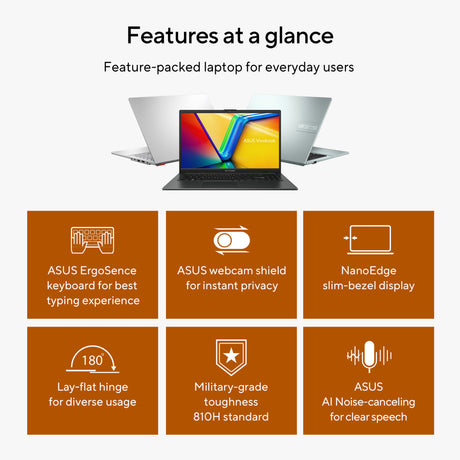 Ordinateur portable Asus vivobook go 15 e1504fa-bq5403w 15.6 (noir | ryzen 5 40 | radeon 610m | 8 go | SSD 512 go)