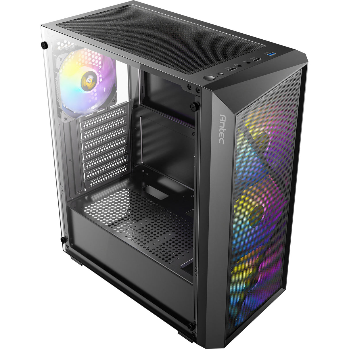 Boîtier tour midi Antec ax67 argb (noir | 3x usb-a | verre trempé)