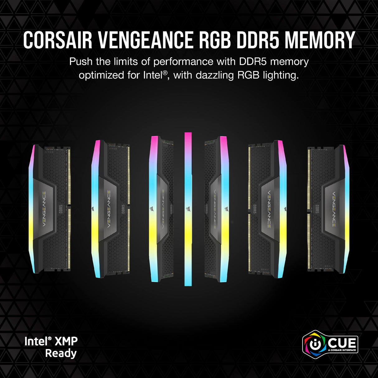Corsair vengeance rgb 32 gb ddr5-6000 (2x 16 gb) werkgeheugen (zwart, cmh32gx5m2d6000z38, xmp, expo)