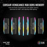 Corsair vengeance rgb 32 gb ddr5-6000 (2x 16 gb) werkgeheugen (zwart, cmh32gx5m2d6000z38, xmp, expo)