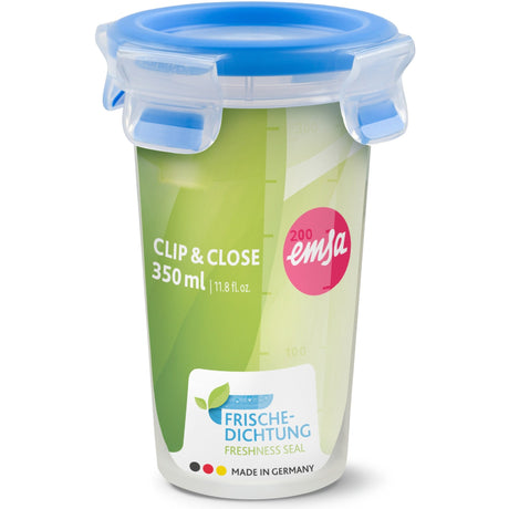 Emsa clip close récipient alimentaire tasse de 0,35 l (bleu transparent, rond, ø 9,2cm)