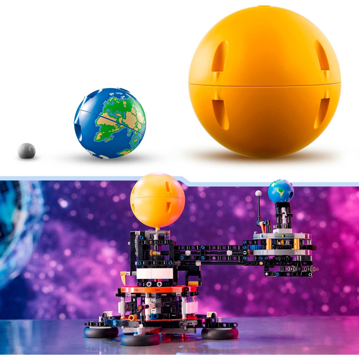 Technique Lego - le jouet de construction terre et lune en mouvement