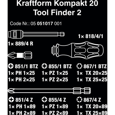 Wera kraftform compact 20 jeu de tournevis jeu de tournevis kraftform compact 20