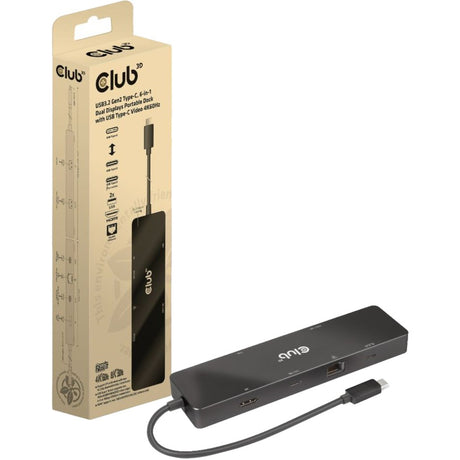 Station d'accueil portable Club 3D USB-C 3.2 Gen2 6-en-1 à double écran (noir)