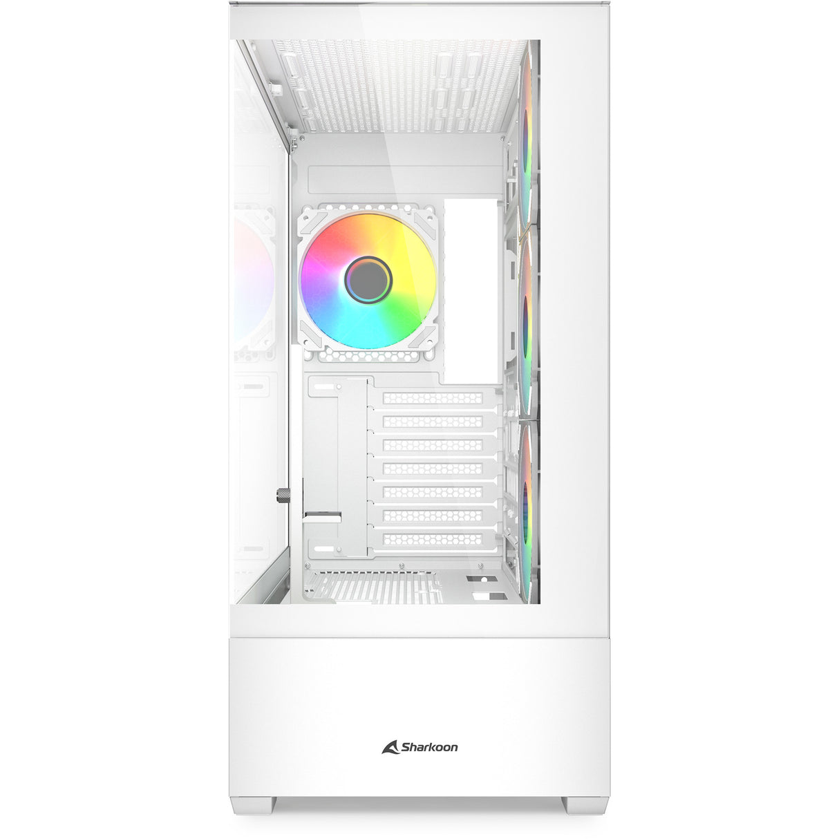 Boîtier tour midi Sharkoon ak6 rgb (blanc | 2x usb-a | 1x usb-c | rgb | verre trempé)
