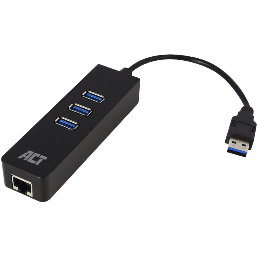 Act Connectivity ac6310 Hub USB 3.2 avec 3 ports USB-A et hub USB Ethernet (noir)
