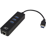 Act Connectivity ac6310 Hub USB 3.2 avec 3 ports USB-A et hub USB Ethernet (noir)