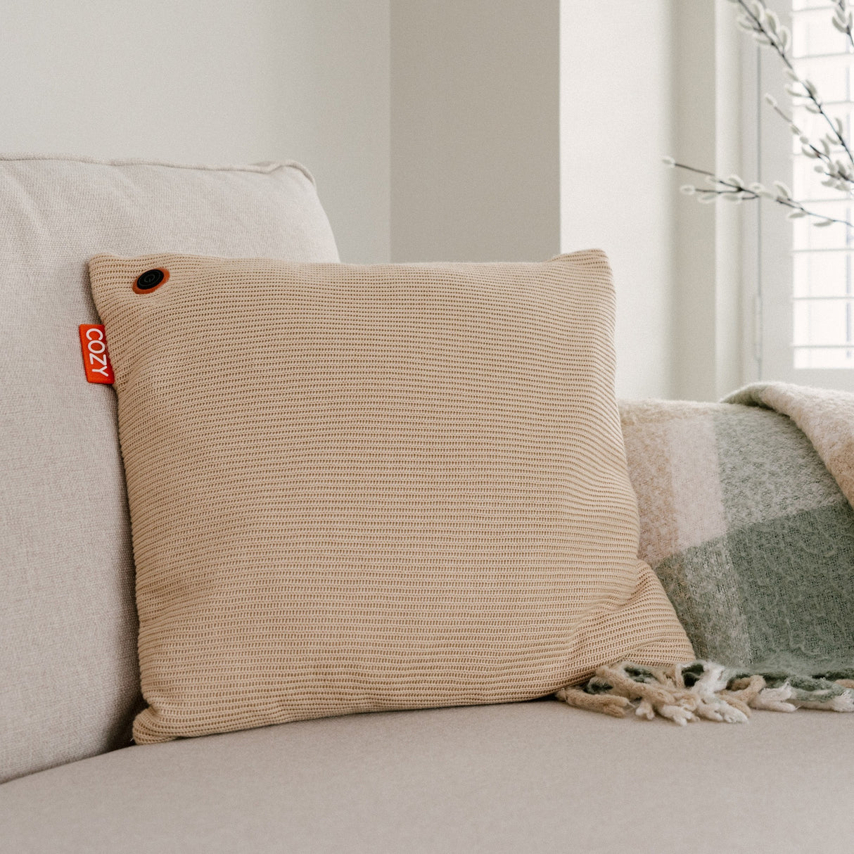 Coussin chauffant sans fil Cosy una tricoté 45 x 45 cm