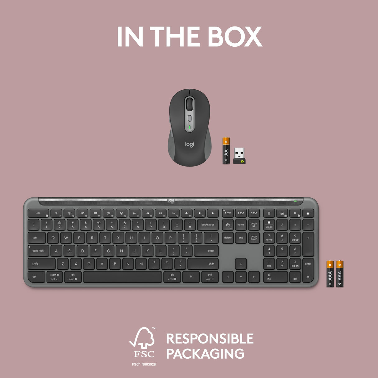 Ensemble de bureau sans fil fin Logitech mk950 signature (graphite, disposition américaine-internationale (qwerty), 400 - 4000 dpi)