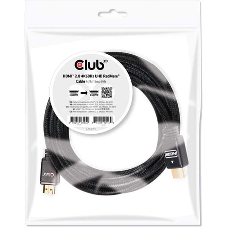 Câble Club 3D HDMI 2.0 Redmere (noir, 15 mètres, 4K 60Hz)