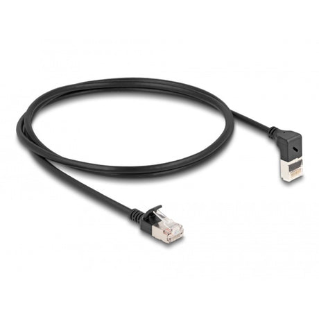 Delock câble réseau rj45 cat.6a s ftp slim 90° coudé vers le haut droit câble 1 m (noir)
