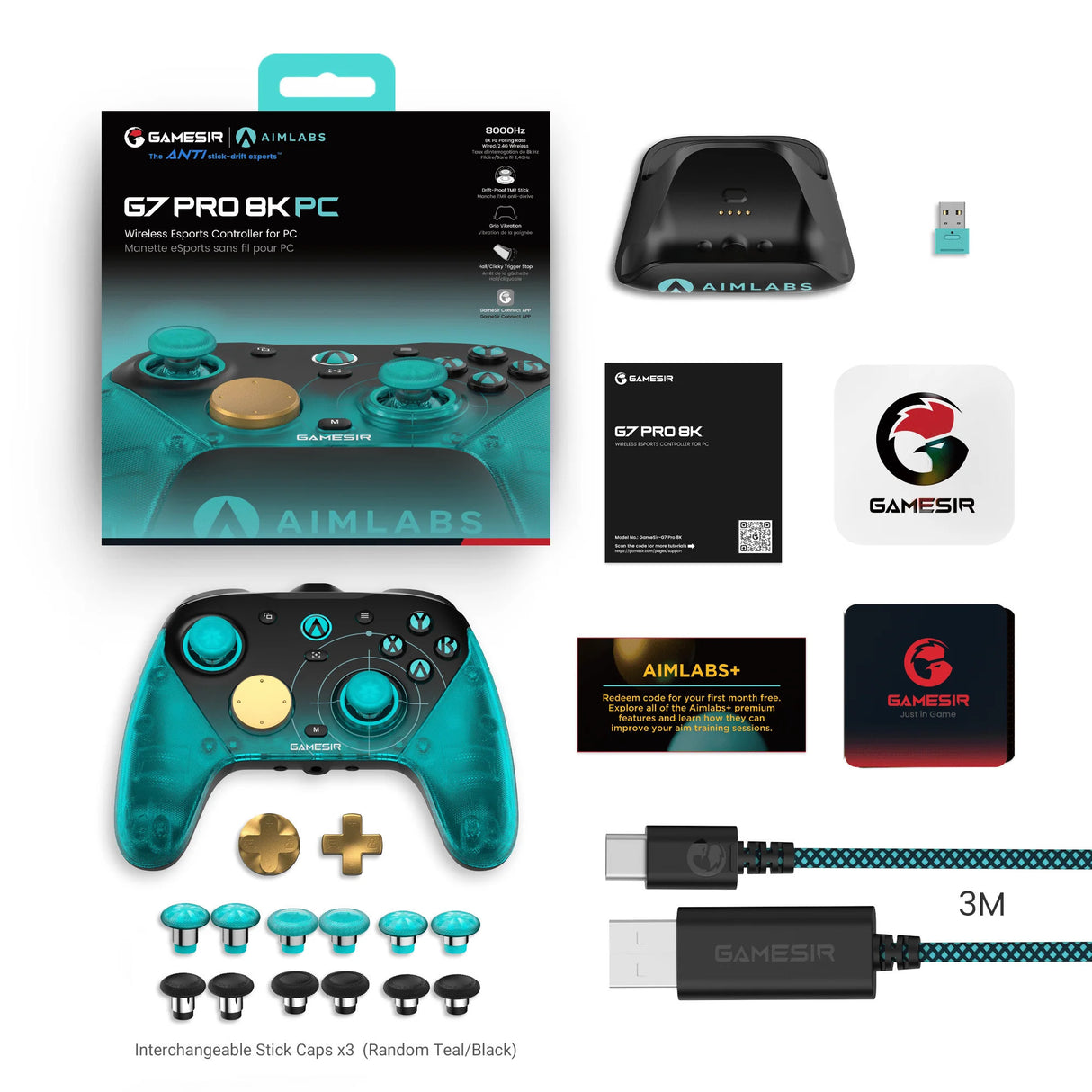 Gamesir g7 pro 8k pc - manette de jeu édition aimlabs (cyan noir)
