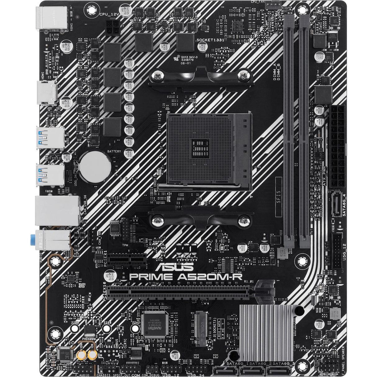 Carte mère Asus Prime A520M-R Socket AM4 (RAID, GB-LAN, Son, µATX)