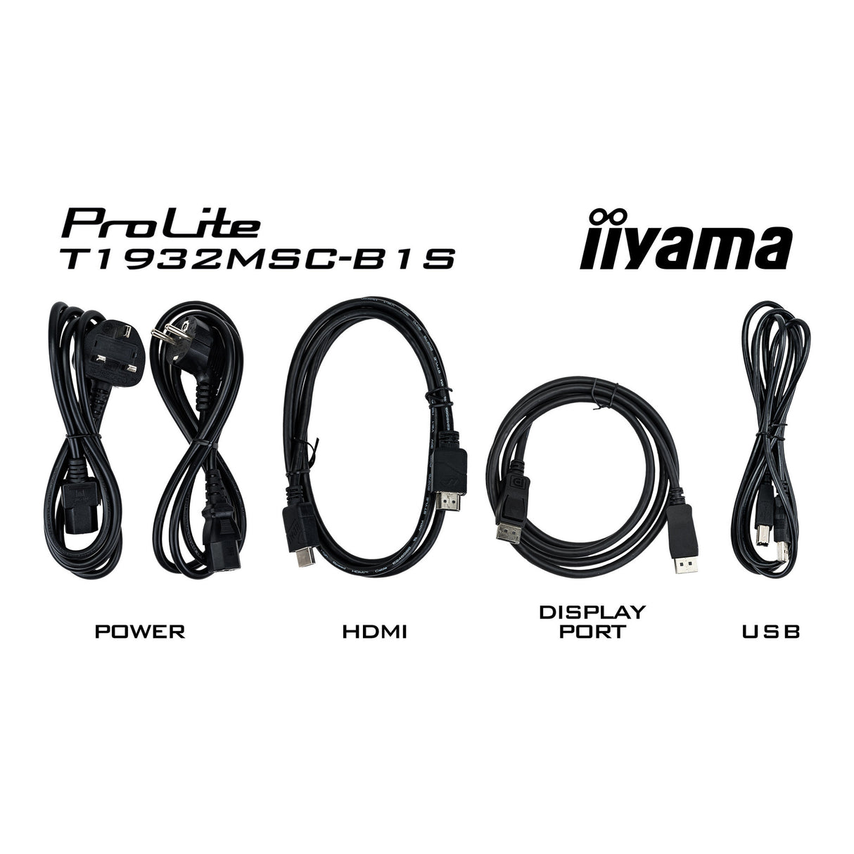 Moniteur à écran tactile Iiyama prolite t1932msc-b2s 19 (noir, VGA, HDMI, port d'affichage, audio, écran tactile)