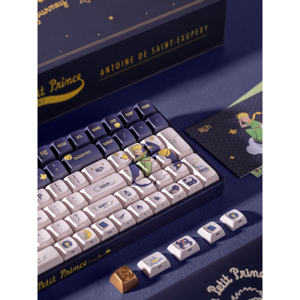 Clavier de jeu mécanique RVB Iqunix F97 Starry Tryst (bleu foncé, disposition américaine (QWERTY), rouge Gateron, 96 %, LED RVB, remplaçable à chaud, PBT, 2,4 GHz | Bluetooth 5.1 | USB-C)