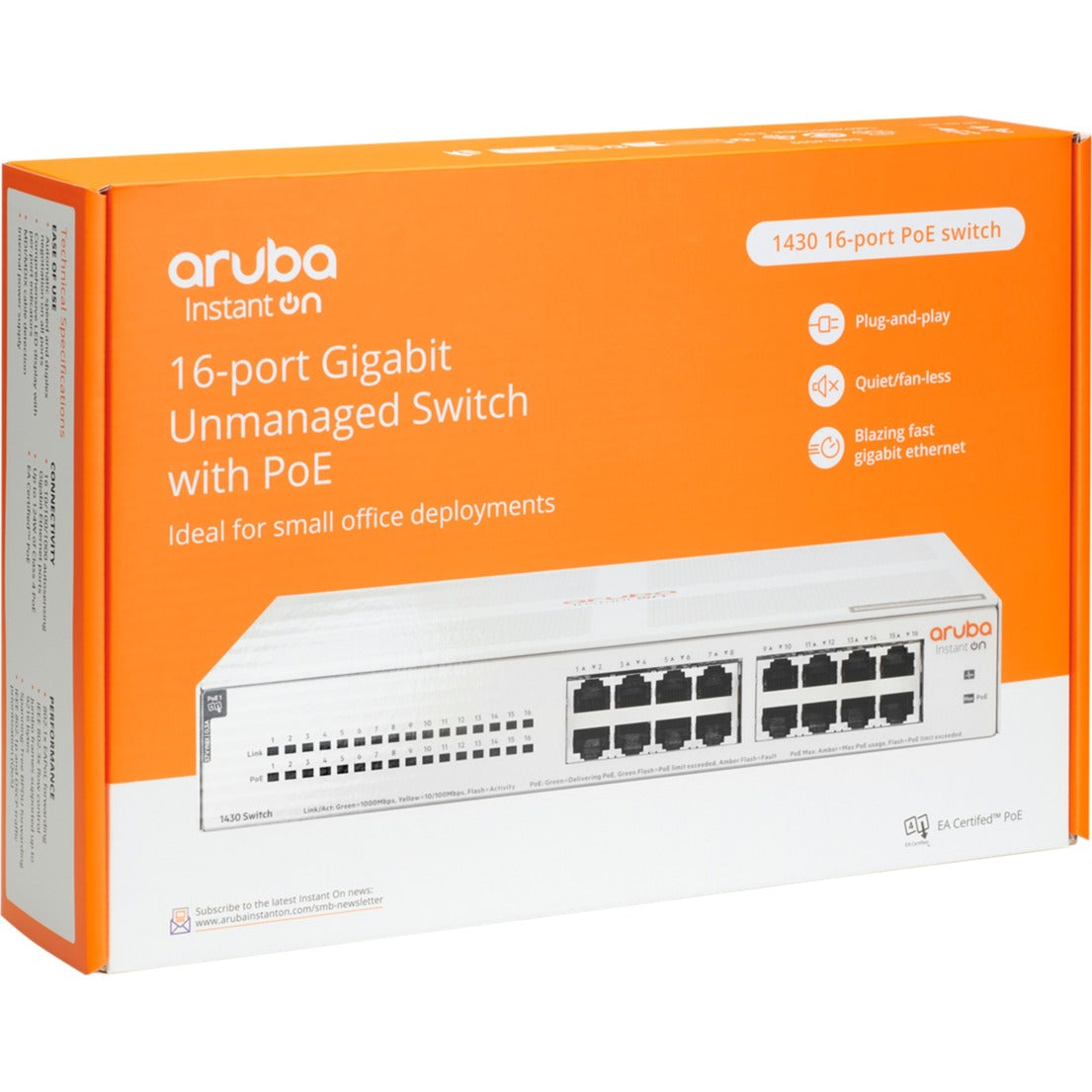 Commutateur PoE Hewlett Packard Enterprise Instant On 1430 16G CL4 (PoE 124 watts, 1 h)