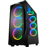 Boîtier tour midi Sharkoon rev300 (noir | 4x USB-A | 1x USB-C | RVB | verre trempé)