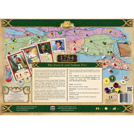 Réseau de joueurs européens 1754 Conquest : jeu de société sur la guerre française et indienne (anglais, 2 à 4 joueurs, 60 à 240 minutes, à partir de 12 ans)