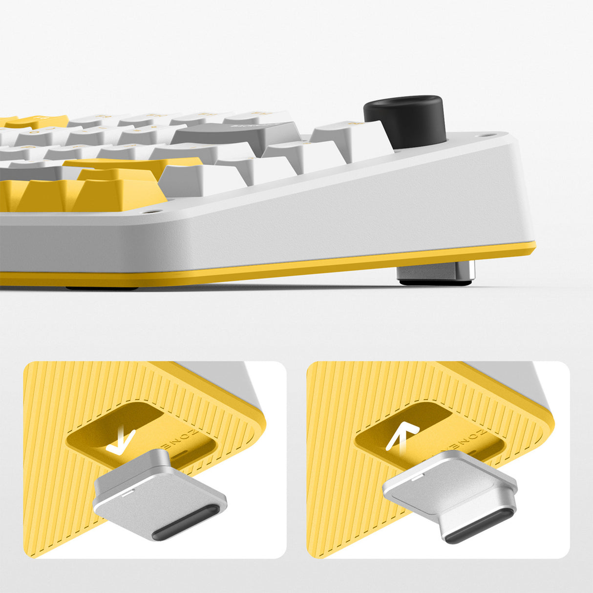 Clavier mécanique sans fil Ty iquunix zx75 gravi wave (gris, disposition américaine (qwer), rouge gateron, 75 %, LED RVB, remplaçable à chaud, pbt double prise, 2,4 GHz | Bluetooth 5.1 | USB-C)