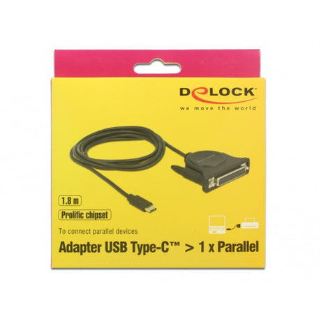 Delock USB-C 2.0 mâle > 1 x câble parallèle DB25 femelle (noir, 1,8 mètres)